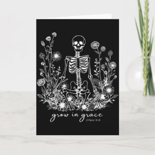 Tarjeta Crecer en Gracia Floral Esqueleto Cristiano Religi