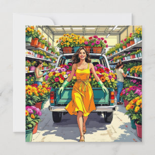 Tarjeta Creces Chica Gardening Pun