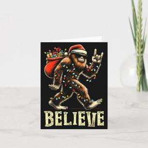 Tarjeta Cree en Bigfoot Sasquatch Santa Reno C Navidad