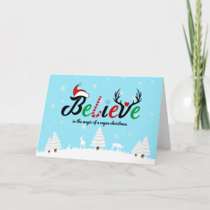 Tarjeta Cree en la magia de una Navidad vegana