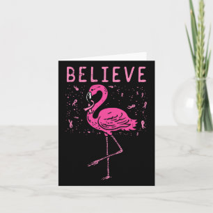 Tarjeta Cree Flamenco Cinta Rosa Conciencia del Cáncer de 