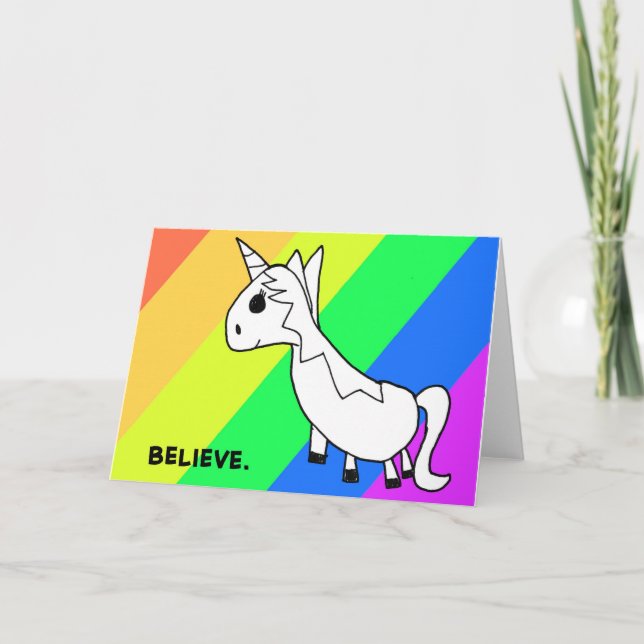 Tarjeta ¡Creed! Rainbow Unicorn Notecard (Anverso)