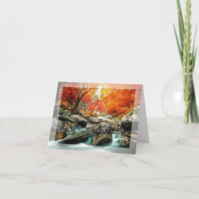 Tarjeta Creek de otoño con texto personalizado (Anverso)