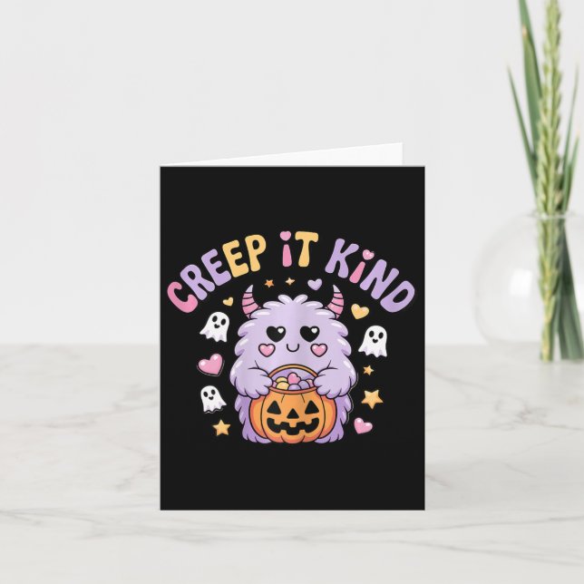 Tarjeta Creep It Kind Cute Monster Halloween Funny (Anverso)