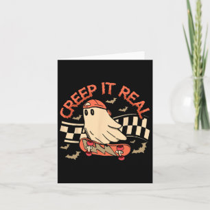 Tarjeta Creep It Real Ghost Skateboard Halloween Retro Gro