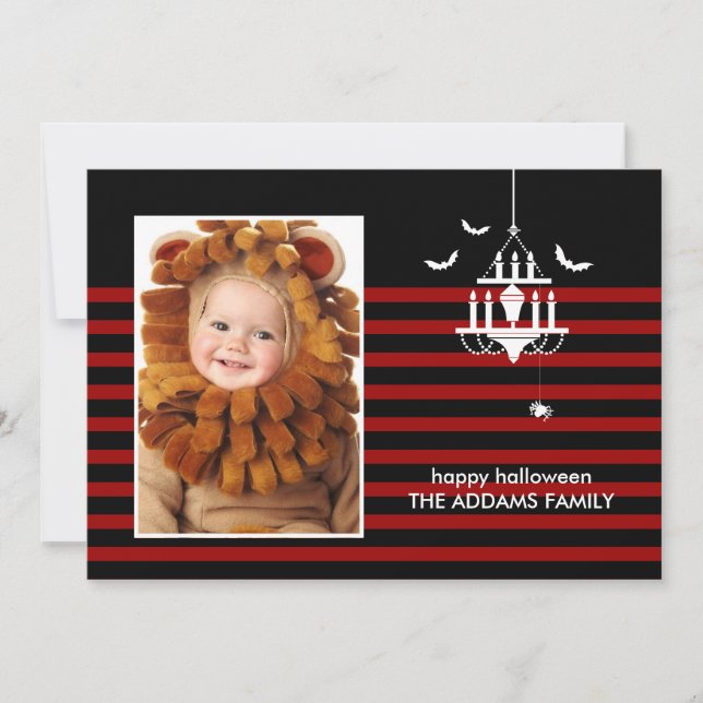 Tarjeta Creepy Chandelier Halloween Photo Card (Anverso)