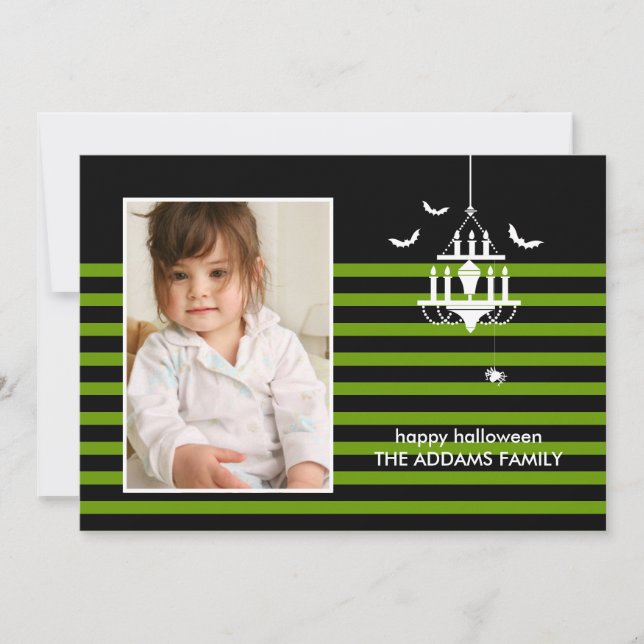 Tarjeta Creepy Chandelier Halloween Photo Card (Anverso)