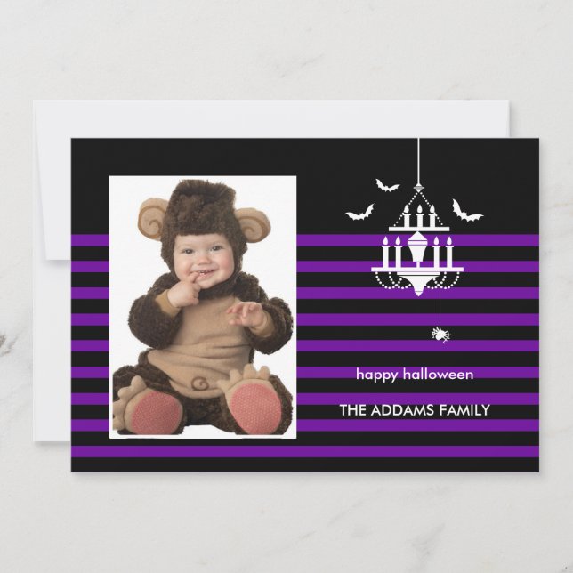 Tarjeta Creepy Chandelier Halloween Photo Card (Anverso)