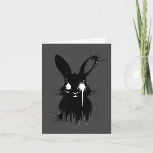 Tarjeta Creepy Cute Goth Bunny Horror Rabbit Sketch Alt Ng (Anverso)