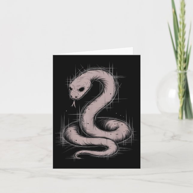 Tarjeta Creepy Cute Goth Python Horror Snake Sketch Alt Ng (Anverso)
