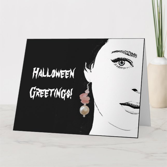 Tarjeta Creepy ilustracion de moda chica de gótico de Hall (Anverso)