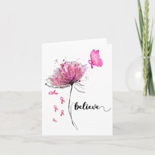 Tarjeta Creer Cáncer de Mama De Cinta Rosa De Mariposa De