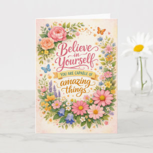 Tarjeta Creer en Sí Mismo Floral Saludo Inspirador