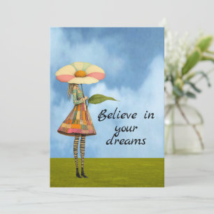 Tarjeta Creer en tu chica de flor de sueños