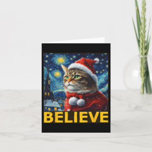 Tarjeta Creer Navidades Shirt Starry Night Van Gogh Cat