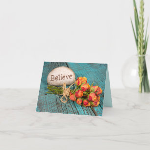 Tarjeta Creer texto sobre rock con rosas