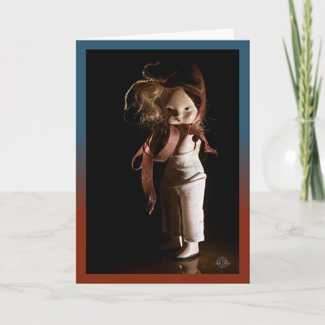 Tarjeta Creíble muñeca de Halloween y saludo universal. (Anverso)