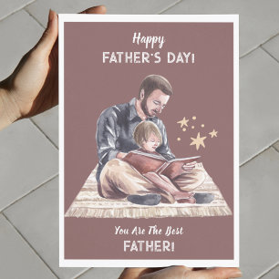 Tarjeta Crema beige acuarela Día del Padre y del Padre Hij