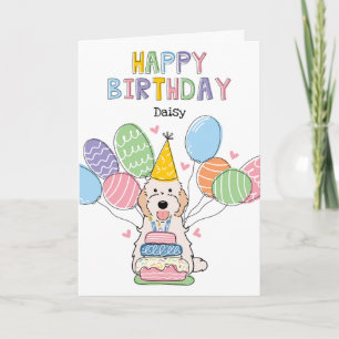 Tarjeta Crema Cockapoo Blanco Cavapoo Perro Feliz cumpleañ