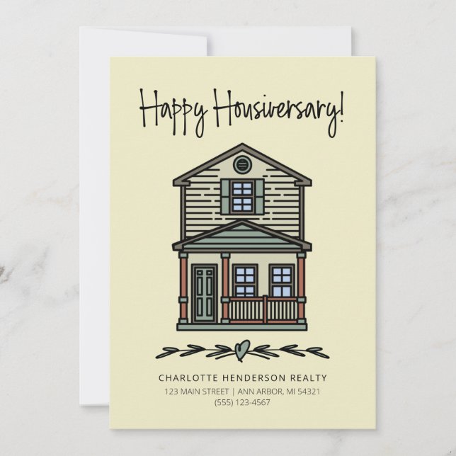 Tarjeta Crema de aniversario de feliz cliente de hogar (Anverso)