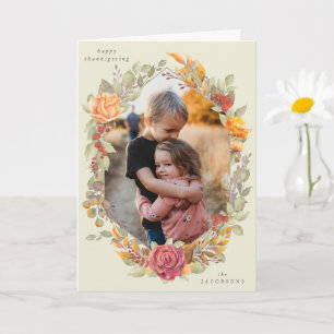 Tarjeta Crema de flores otoñales foto de Acción de Gracias