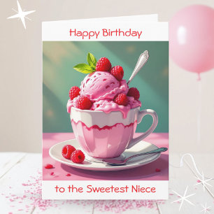 Tarjeta Crema de helado de frambuesa página de cumpleaños 