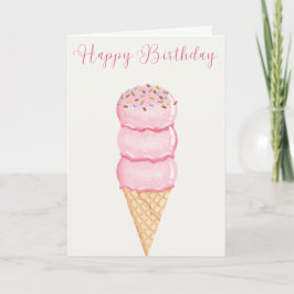 Tarjeta Crema de hielo ilustrado mano Cone feliz cumpleaño