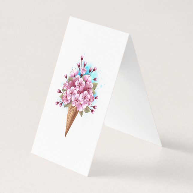 Tarjeta Crema rosa de hielo Sakura Waffle Cone (Reverso)