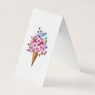 Tarjeta Crema rosa de hielo Sakura Waffle Cone