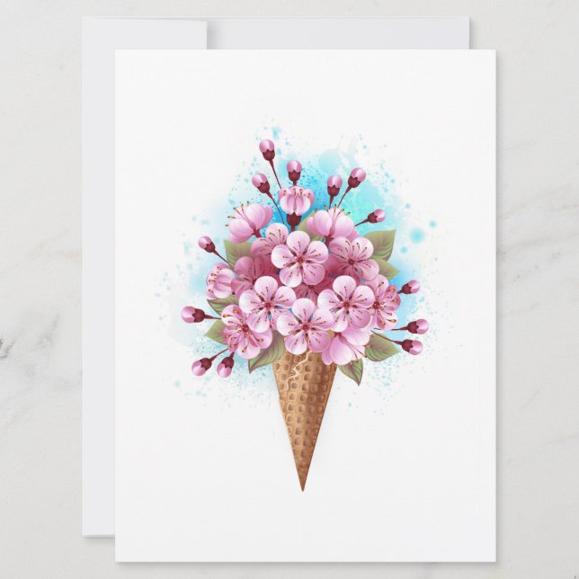 Tarjeta Crema rosa de hielo Sakura Waffle Cone (Anverso)
