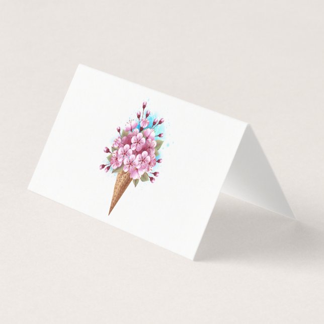 Tarjeta Crema rosa de hielo Sakura Waffle Cone (Anverso)