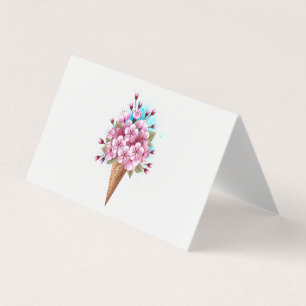 Tarjeta Crema rosa de hielo Sakura Waffle Cone