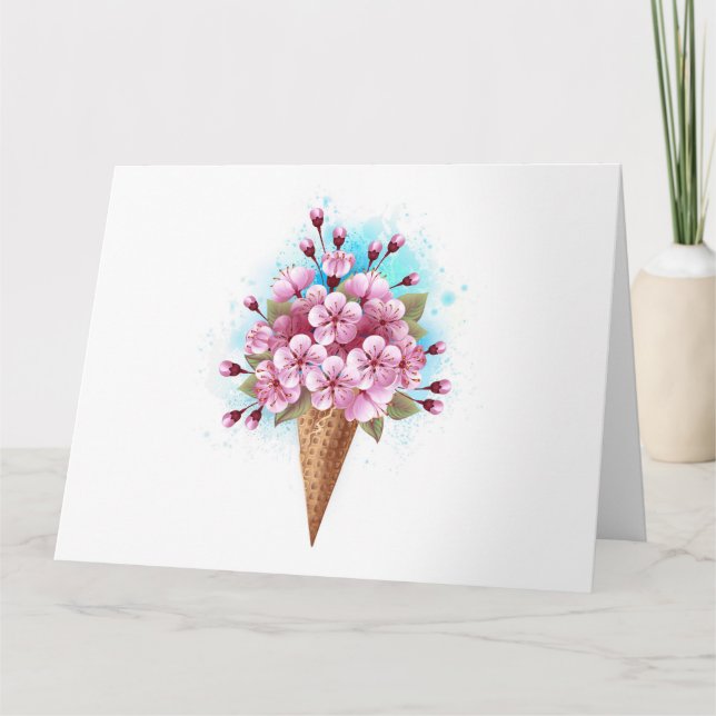 Tarjeta Crema rosa de hielo Sakura Waffle Cone (Anverso)