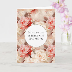 Tarjeta Crema rosa Rubor cream Rosa Floral Love & Joy Boda