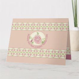 Tarjeta Crema Y Rosa Con Rosa Polvoriento