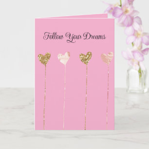 Tarjeta Cremoso Melocotón Dorado Brillo Rosa Glam Corazone