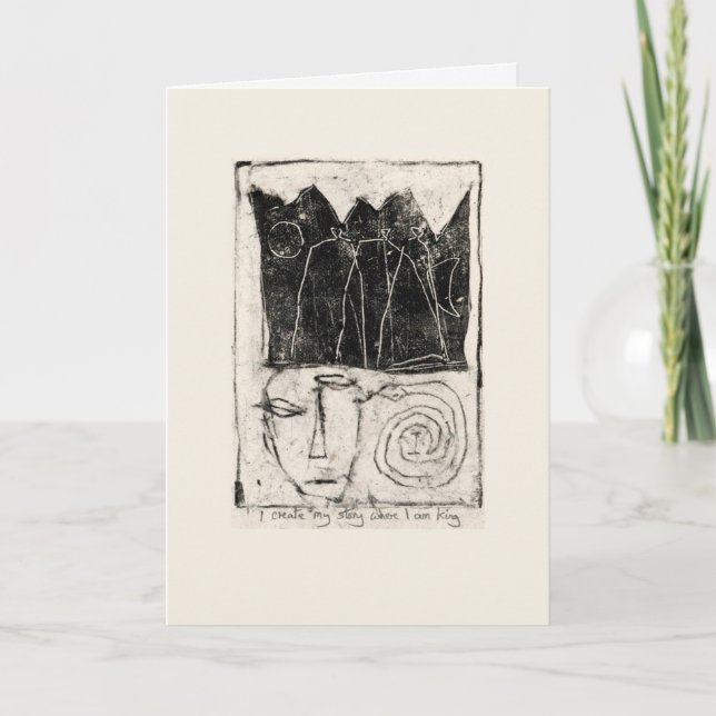 Tarjeta Creo mi historia donde soy rey. (Anverso)