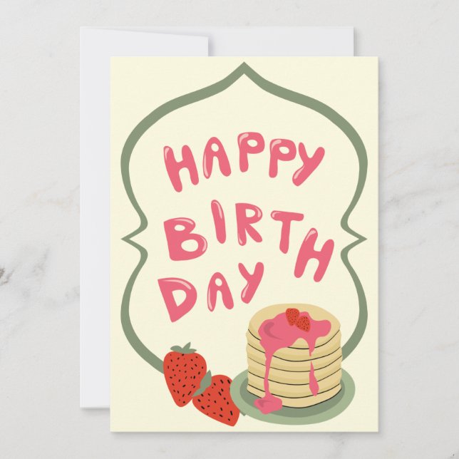 Tarjeta Crepes con fresas Feliz cumpleaños (Anverso)