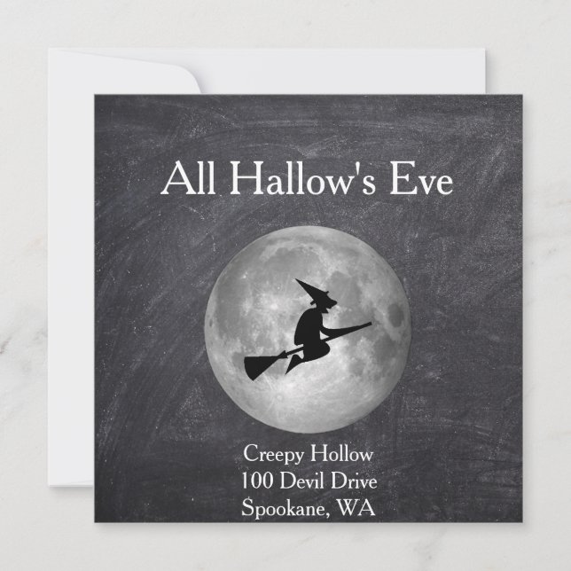 Tarjeta Crepúsculo Hollow Halloween Bruja y Moon Square Ca (Anverso)