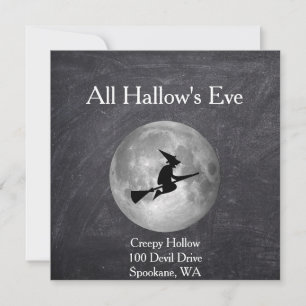 Tarjeta Crepúsculo Hollow Halloween Bruja y Moon Square Ca