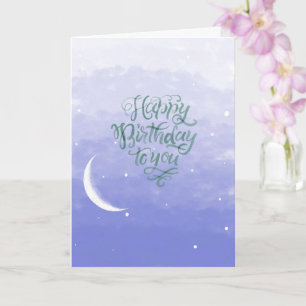 Tarjeta Crescent Moon and Stars Birday Card