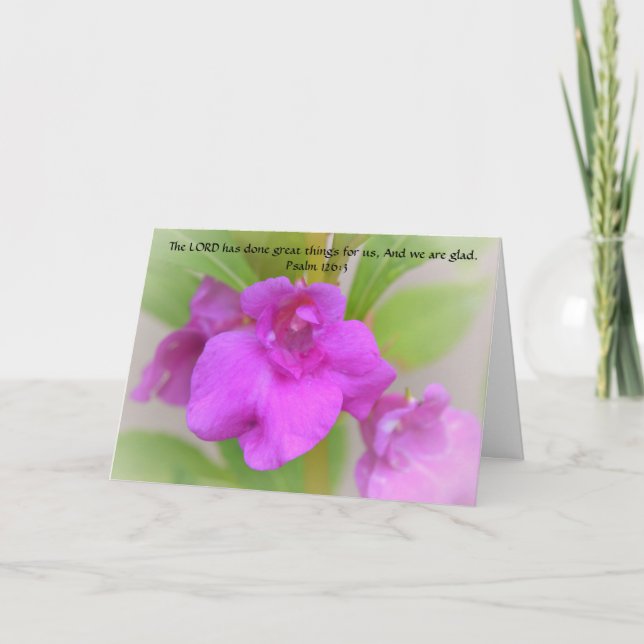 Tarjeta Creta flor rosa Biblia Verse pensar tu carta (Anverso)