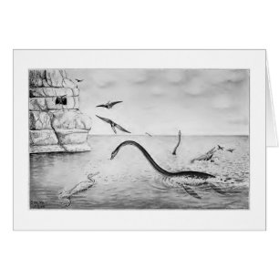 Tarjeta cretácea del arte de Plesiosaur