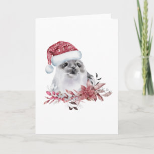 Tarjeta Cría de foca de agua con sombrero de Navidad