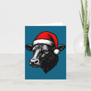 Tarjeta Criador de Angus Negro Navideño Vaca Sombrero de S