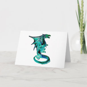 Tarjeta Criatura Mágica Mítica Dragón Azul Marino