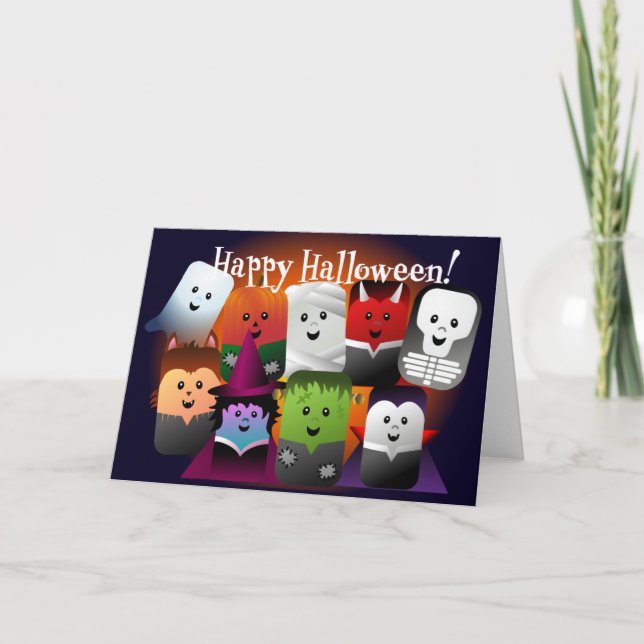 Tarjeta Criaturas de los monstruos de Halloween Personaliz (Anverso)