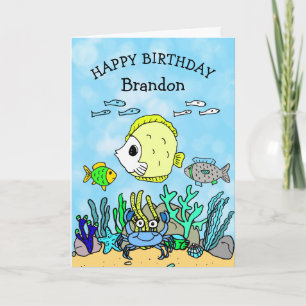 Tarjeta Criaturas Marinas Personalizadas Cumpleaños Niño