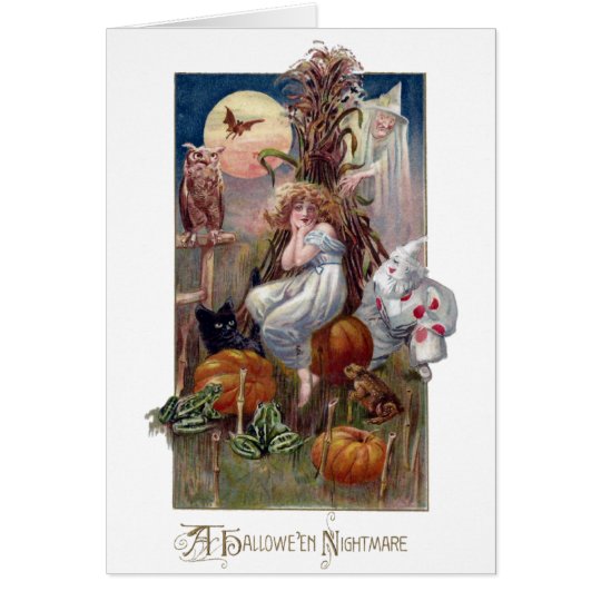 Tarjeta Criaturas y mujer de pesadilla de Halloween