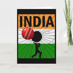 Tarjeta Cricket de India con pincelada de bandera india As